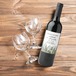 Rótulo De Garrafa De Cerveja Casamento Floresta de Madeira Verde