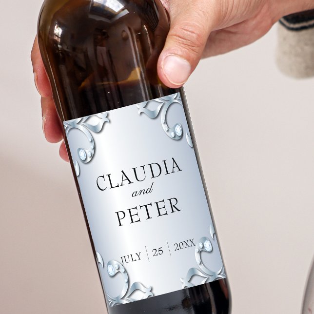 Rótulo De Garrafa De Cerveja Casamento Formal de Platinum Diamantes Na moda Clá (Criador carregado)