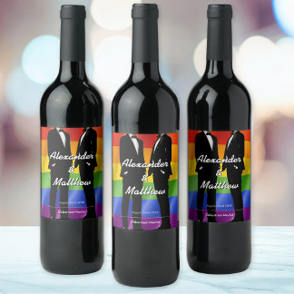 Rótulo De Garrafa De Cerveja Casamento Gay Moderno Elegante Arco-íris