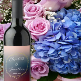 Rótulo De Garrafa De Cerveja Casamento Geométrico do Ombre Blush Marinho Burgun