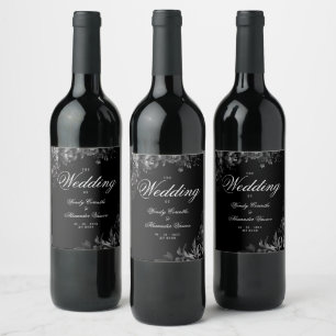 Rótulo De Garrafa De Cerveja Casamento Gótico Clássico Negro