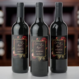 Rótulo De Garrafa De Cerveja Casamento gótico de rosas de vintage de cor escura