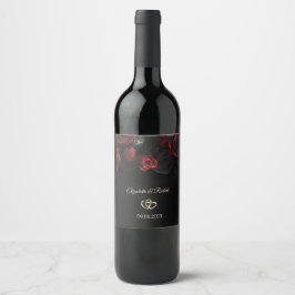 Rótulo De Garrafa De Cerveja Casamento Gótico de Rosas Vermelhas Elegantes