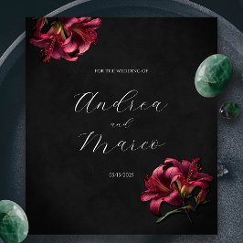 Rótulo De Garrafa De Cerveja Casamento Gótico Floral Lilly Dark