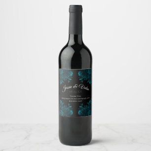 Rótulo De Garrafa De Cerveja Casamento Gótico Negro Rosa Teal