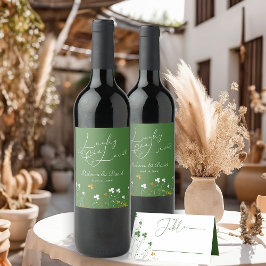 Rótulo De Garrafa De Cerveja Casamento Irlandês de Shamrock Wildflower