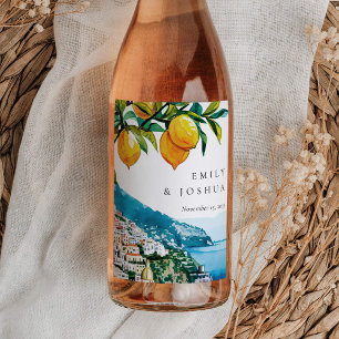 Rótulo De Garrafa De Cerveja Casamento Italiano Da Costa De Lemon Citrus Amalfi
