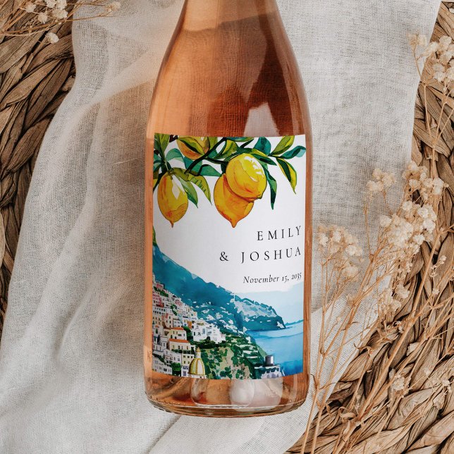 Rótulo De Garrafa De Cerveja Casamento Italiano Da Costa De Lemon Citrus Amalfi (Criador carregado)