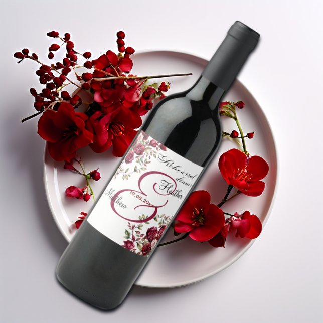 Rótulo De Garrafa De Cerveja Casamento "janto de ensaio" moderno de Burgundy (Criador carregado)