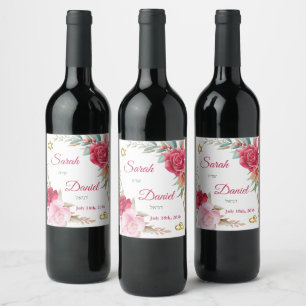 Rótulo De Garrafa De Cerveja Casamento Judaico Rosa Rosa Rosa Claro e Rosa Escu