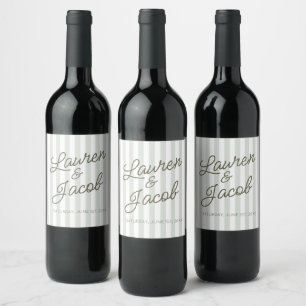Rótulo De Garrafa De Cerveja Casamento Listras Verde Minimalista Minimal Modern