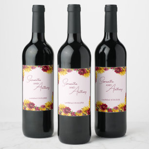 Rótulo De Garrafa De Cerveja Casamento Magenta e Amarelo Ouro