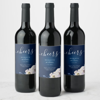 Rótulo De Garrafa De Cerveja Casamento marinho e Rosa Lilac