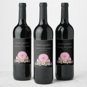 Rótulo De Garrafa De Cerveja Casamento Metafísico com Cristais de Mandala Flora