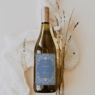 Rótulo De Garrafa De Cerveja Casamento Mexicano Azul Poeirento Rústico 