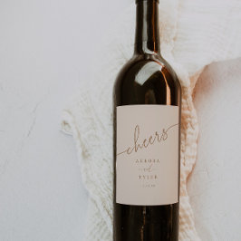 Rótulo De Garrafa De Cerveja Casamento Minimalista Bege Script