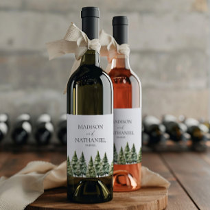 Rótulo De Garrafa De Cerveja Casamento Minimalista de Inverno com Floresta de P