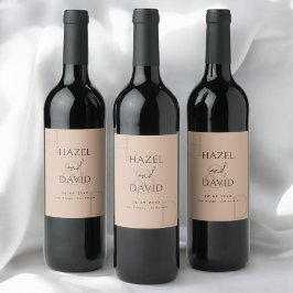 Rótulo De Garrafa De Cerveja Casamento Minimalista Moderno com Monograma Marrom