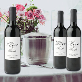 Rótulo De Garrafa De Cerveja Casamento Mínimo Branco e Negro