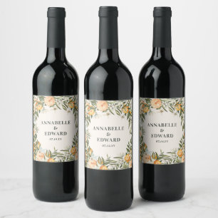 Rótulo De Garrafa De Cerveja Casamento mínimo e elegante de citrinos laranja