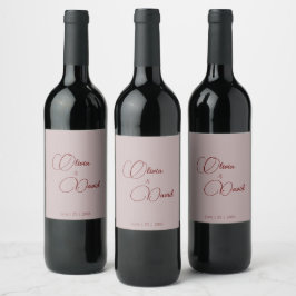 Rótulo De Garrafa De Cerveja Casamento Mínimo Elegante de Rosa Dusty