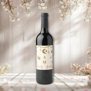 Rótulo De Garrafa De Cerveja Casamento Místico Dourado Vintage