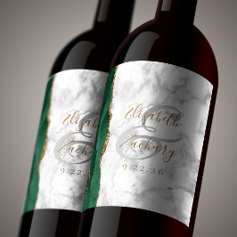 Rótulo De Garrafa De Cerveja Casamento Moderno com Mármore de Ágata Esmeralda V