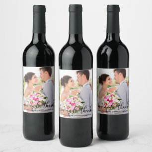 Rótulo De Garrafa De Cerveja Casamento Moderno de Amor e Obrigados Obrigado Fot