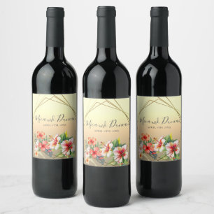 Rótulo De Garrafa De Cerveja Casamento Moderno de Hibiscus