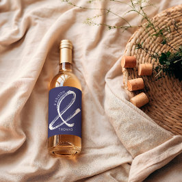 Rótulo De Garrafa De Cerveja Casamento Moderno Minimalista Azul-Negrito Simples