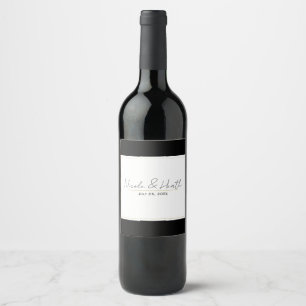 Rótulo De Garrafa De Cerveja Casamento Moderno Minimalista Elegante Preto Branc