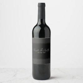 Rótulo De Garrafa De Cerveja Casamento Moderno Minimalista Elegante Preto Cinza