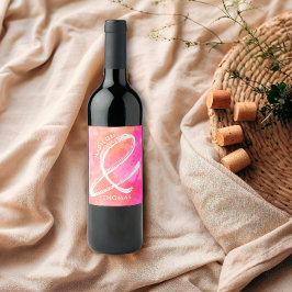 Rótulo De Garrafa De Cerveja Casamento Moderno Minimalista Ousado Rosa e Laranj