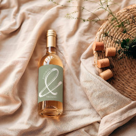 Rótulo De Garrafa De Cerveja Casamento Moderno Minimalista Ousado Verde Salvia