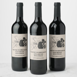 Rótulo De Garrafa De Cerveja Casamento Moderno script casual tipografia preta