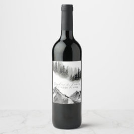 Rótulo De Garrafa De Cerveja Casamento na Montanha Nebulosa
