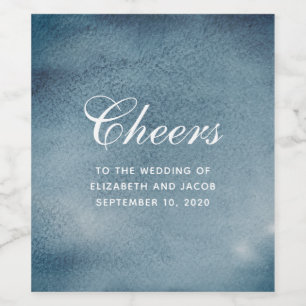 Rótulo De Garrafa De Cerveja Casamento náutico azul. Marinho de água moderno