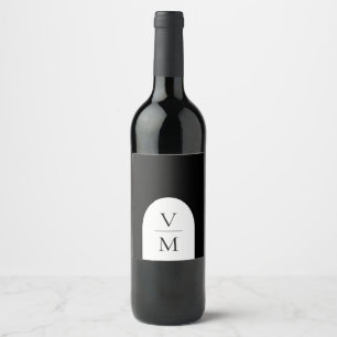 Rótulo De Garrafa De Cerveja Casamento Negro do Monograma Elegante