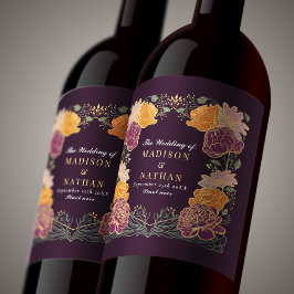 Rótulo De Garrafa De Cerveja Casamento no Jardim Floral Enfeitiçado Roxo Fantas