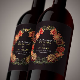 Rótulo De Garrafa De Cerveja Casamento no Jardim Floral Vermelho Encantado Fant