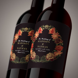 Rótulo De Garrafa De Cerveja Casamento no Jardim Floral Vermelho Encantado Fant