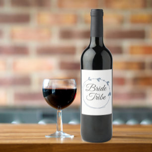 Rótulo De Garrafa De Cerveja Casamento Noiva Tribo Dusty Blue Heart Wreath