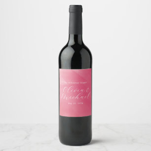 Rótulo De Garrafa De Cerveja Casamento Nome Cursivo Ombre Rosa Boho Brilhante