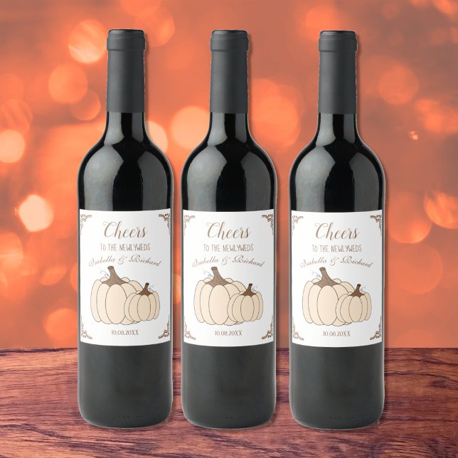 Rótulo De Garrafa De Cerveja Casamento outono Creamy Pumpkins Wine Labels (Criador carregado)
