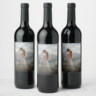 Rótulo De Garrafa De Cerveja Casamento personalizado com bolinhas douradas e pr