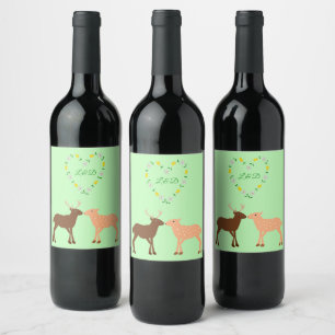 Rótulo De Garrafa De Cerveja Casamento Personalizado de Deer Casal e Daisy Hear