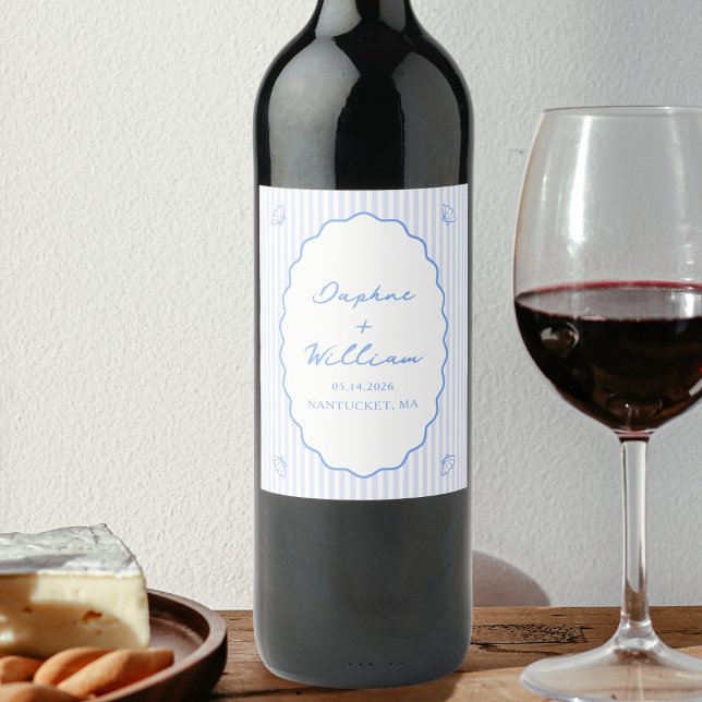 Rótulo De Garrafa De Cerveja Casamento Personalizado de Shell Chic Costeira e S (Criador carregado)