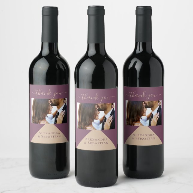 Rótulo De Garrafa De Cerveja Casamento Personalizado Geométrico Roxo (Garrafas)
