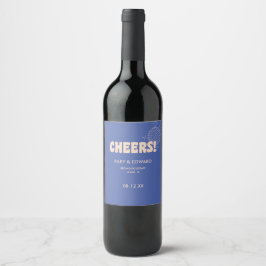 Rótulo De Garrafa De Cerveja Casamento Personalizado Moderno Retro Azul Escuro