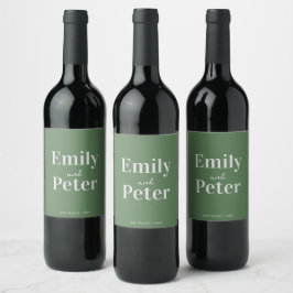 Rótulo De Garrafa De Cerveja Casamento Personalizado Verde Sage Moderno